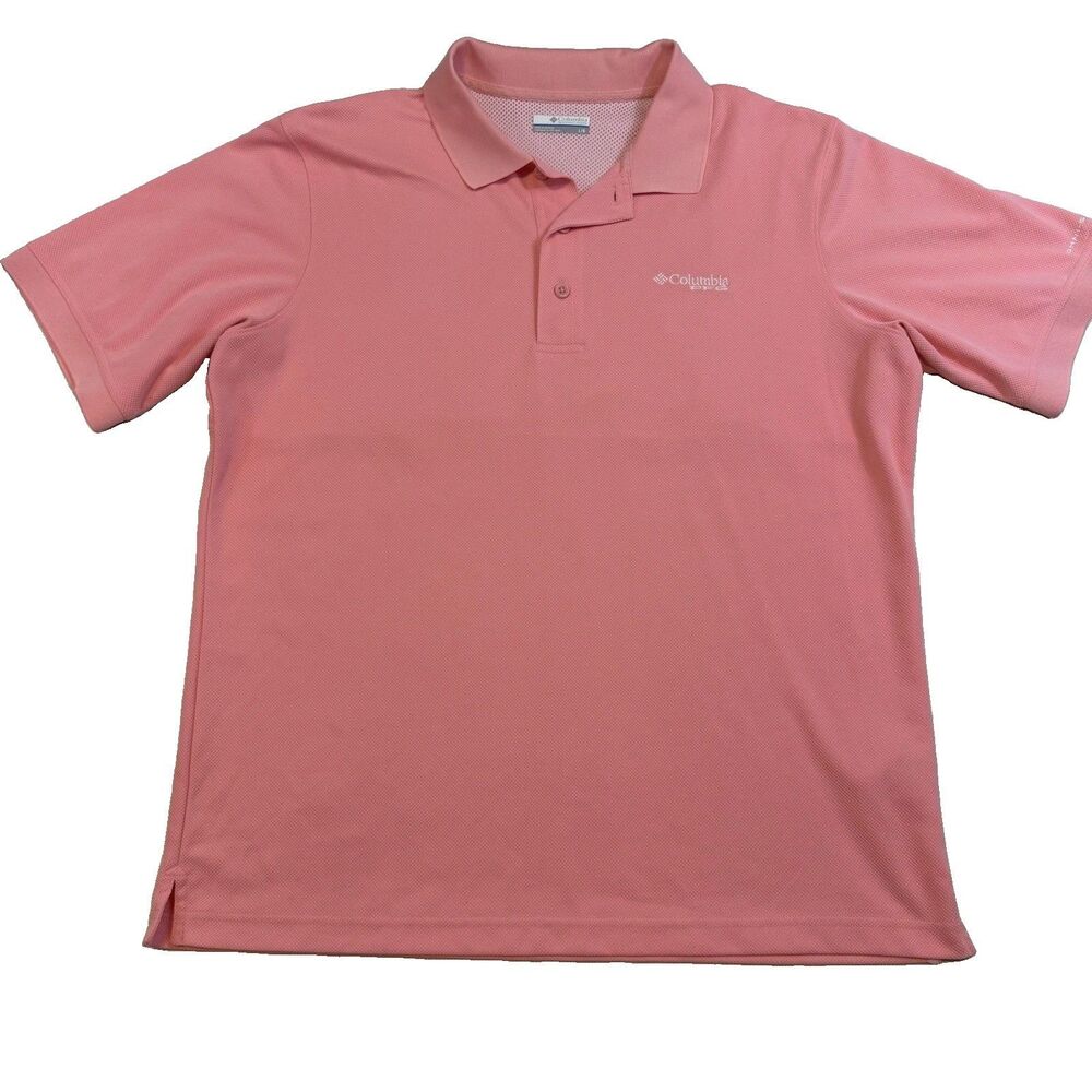 Columbia PFG Omni Shade Polo Shirt Mens Large L Pink Coral XM6930 Golf Fishing